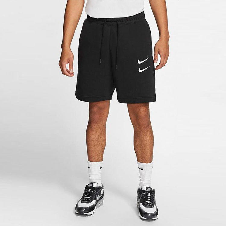 Image of Nike Swoosh French Terry Short Alphabet Printing Casual Sports Shorts Black DB49