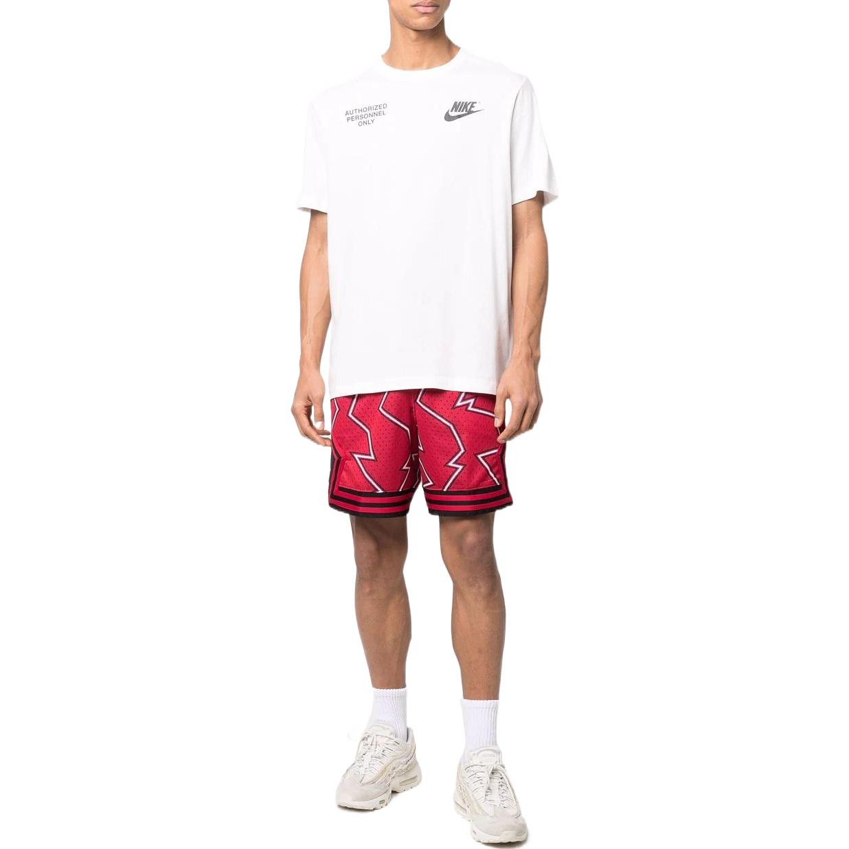 Men's Air Jordan Pattern Printing Lacing Elastic Waistband Straight Sports Short