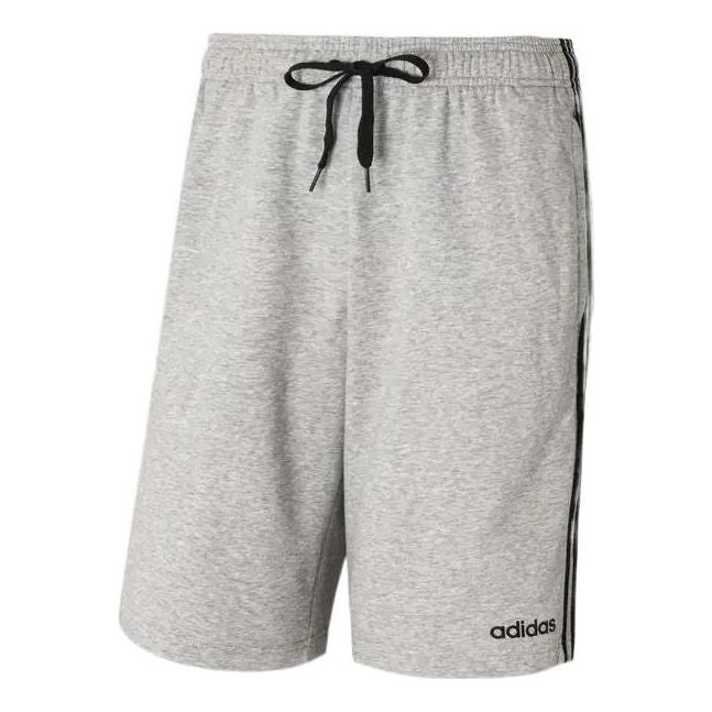 Image of Men's adidas Stripe Logo Training Knit Casual Sports Shorts Gray DU7831