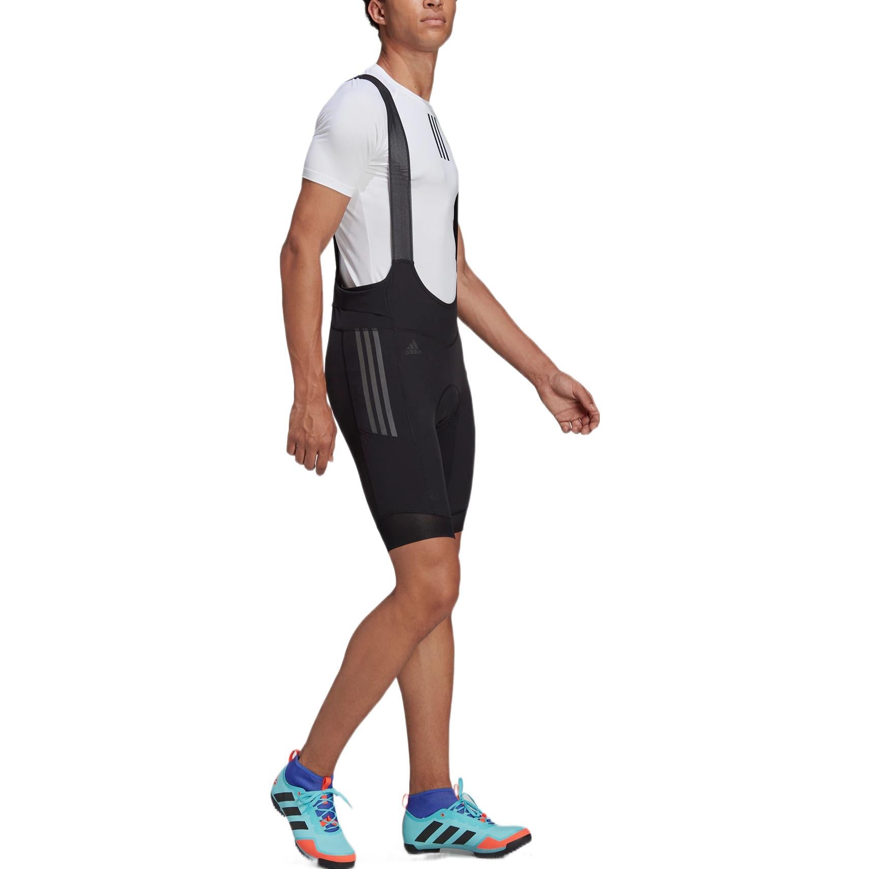Men's adidas The Adiv Bib Solid Color Logo Embroidered Cycling Shorts Black H511