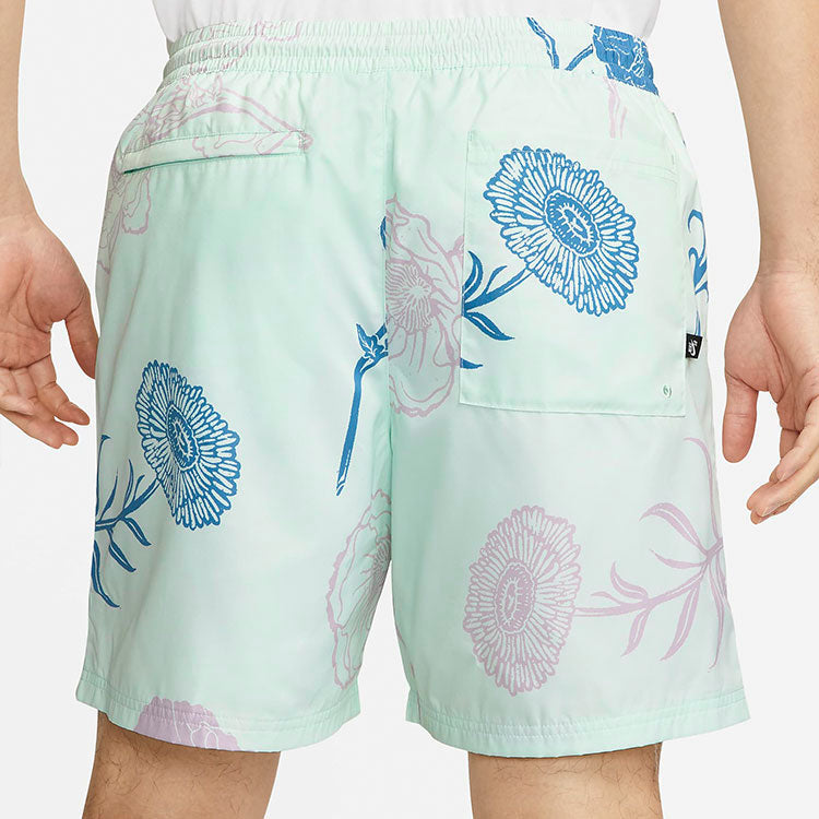 Nike Flowers Printing Full Print Straight Casual Shorts Unisex Green DH2953-394