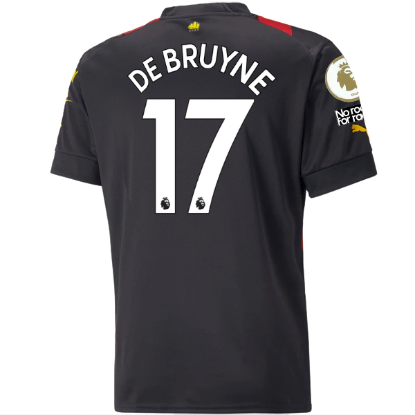 Puma Manchester City Kevin De Bruyne Away Jersey w/ EPL + No Room For Racism Pat