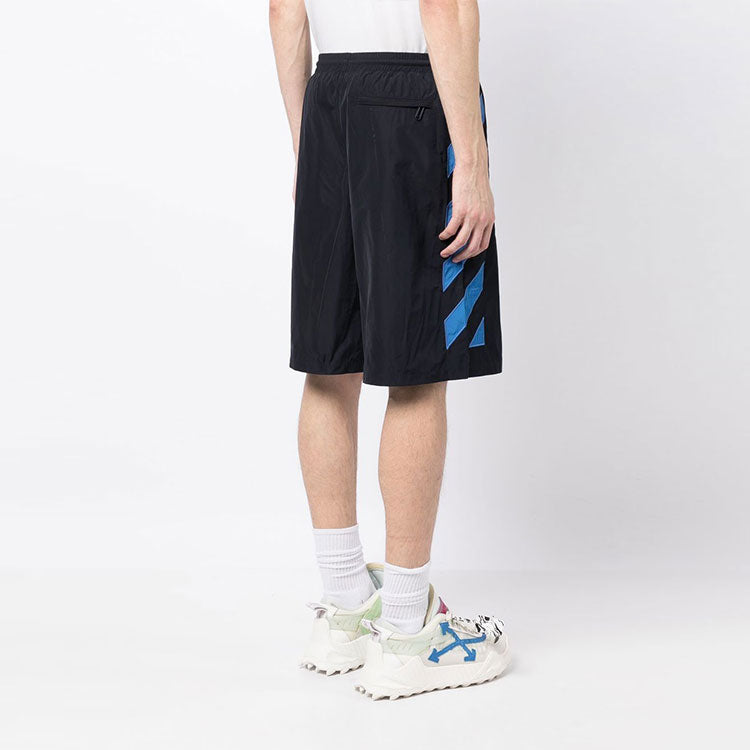 Image of Off-White Diag-Stripe Shorts 'Black' OMCL002F22FAB0014645