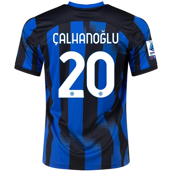 قميص Nike Inter Milan Hakan çalhanoğlu الأساسي مع رقعات الدوري الإيطالي 23/24 (ليون بلو