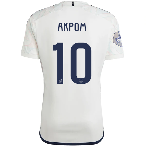 adidas Ajax Chuba Akpom Auswärtstrikot mit Eredivisie-League-Patch 23/24 (Core White)