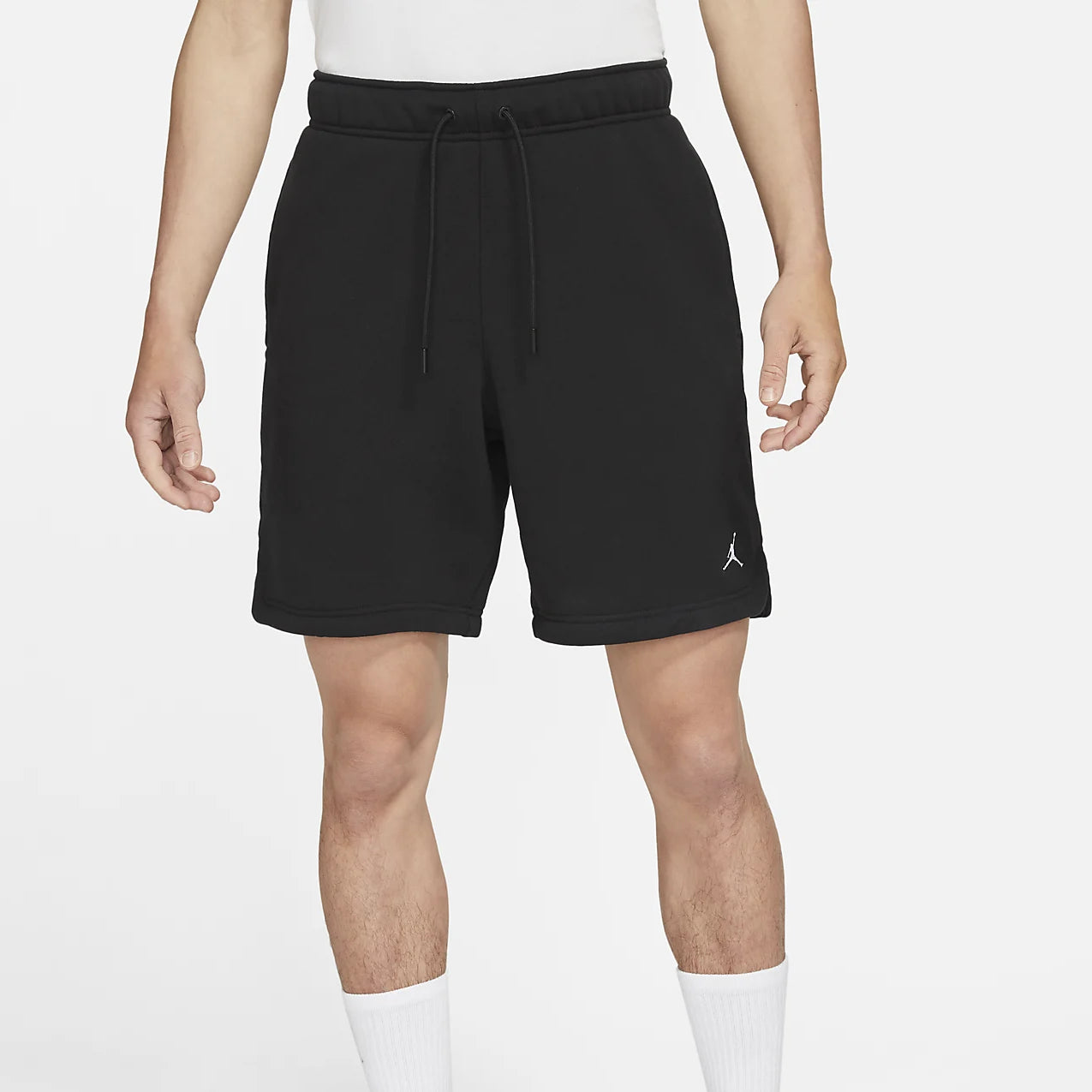 Men's Air Jordan Solid Color Drawstring Fleece Straight Casual Black Shorts DA98