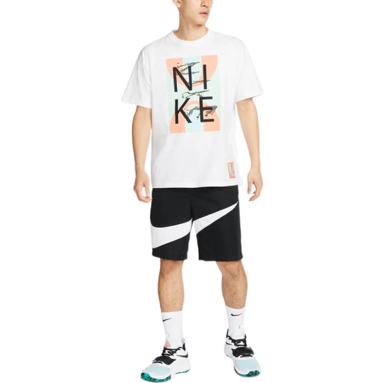 Men's Nike Colorblock Large Logo Printing Casual Shorts Black DQ1169-010