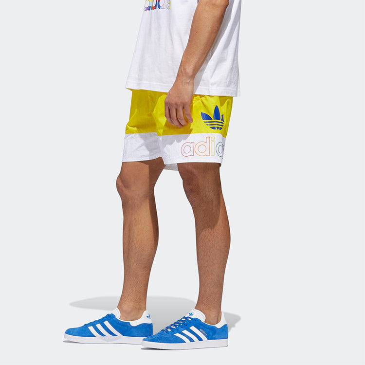 Image of adidas originals Contrasting Colors Logo Printing Sports Shorts Yellow GD0954