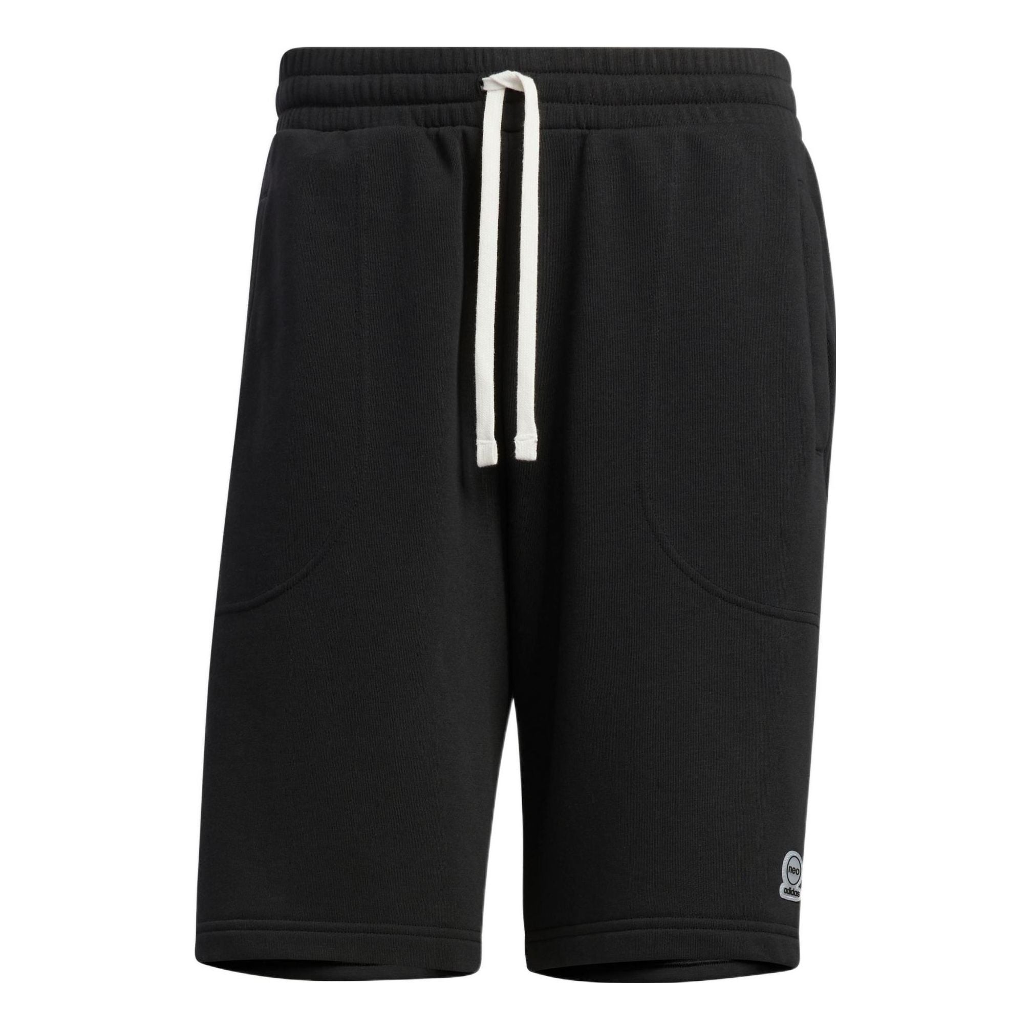 Image of adidas neo Solid Color Lacing Casual Straight Shorts Unisex Black HS6819