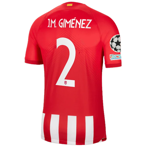 Nike Atletico Madrid José María Giménez Home Jersey w/ Champions League Patches