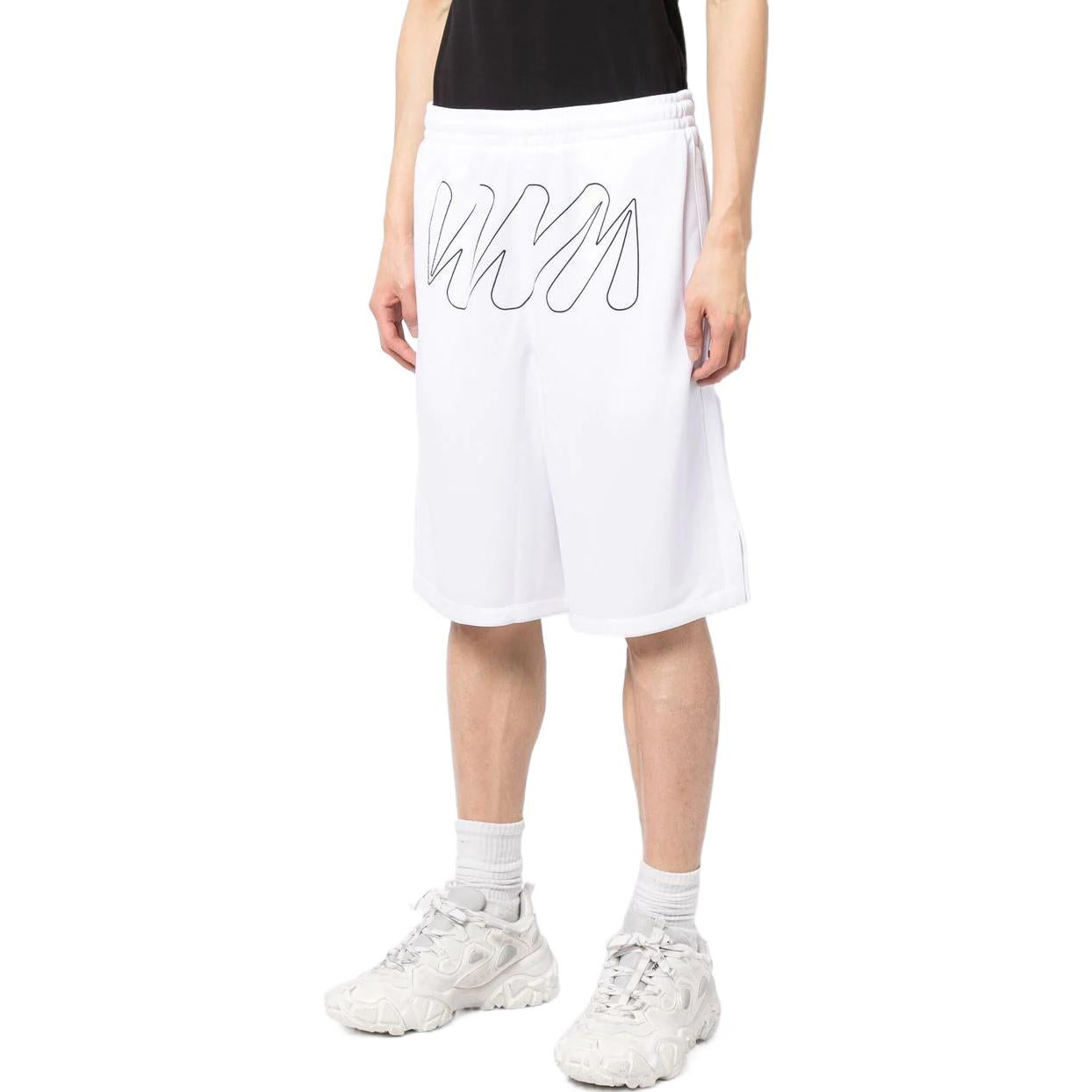 Image of Off-White Wave Outl Diagonal Mesh Shorts OMCB076F22FAB0011011