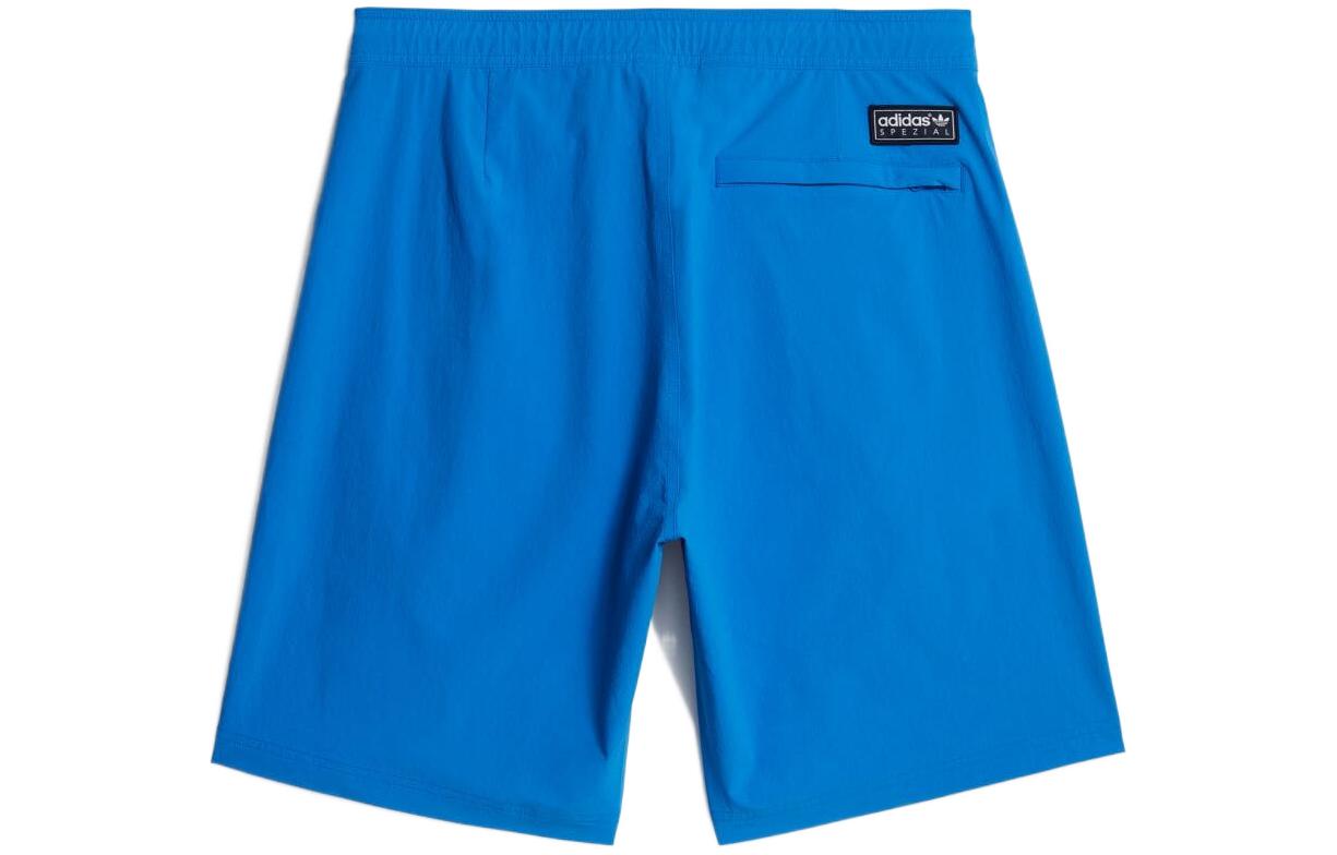 Image of Men's adidas Solid Color Label Straight Shorts Japanese Version Blue GT1816