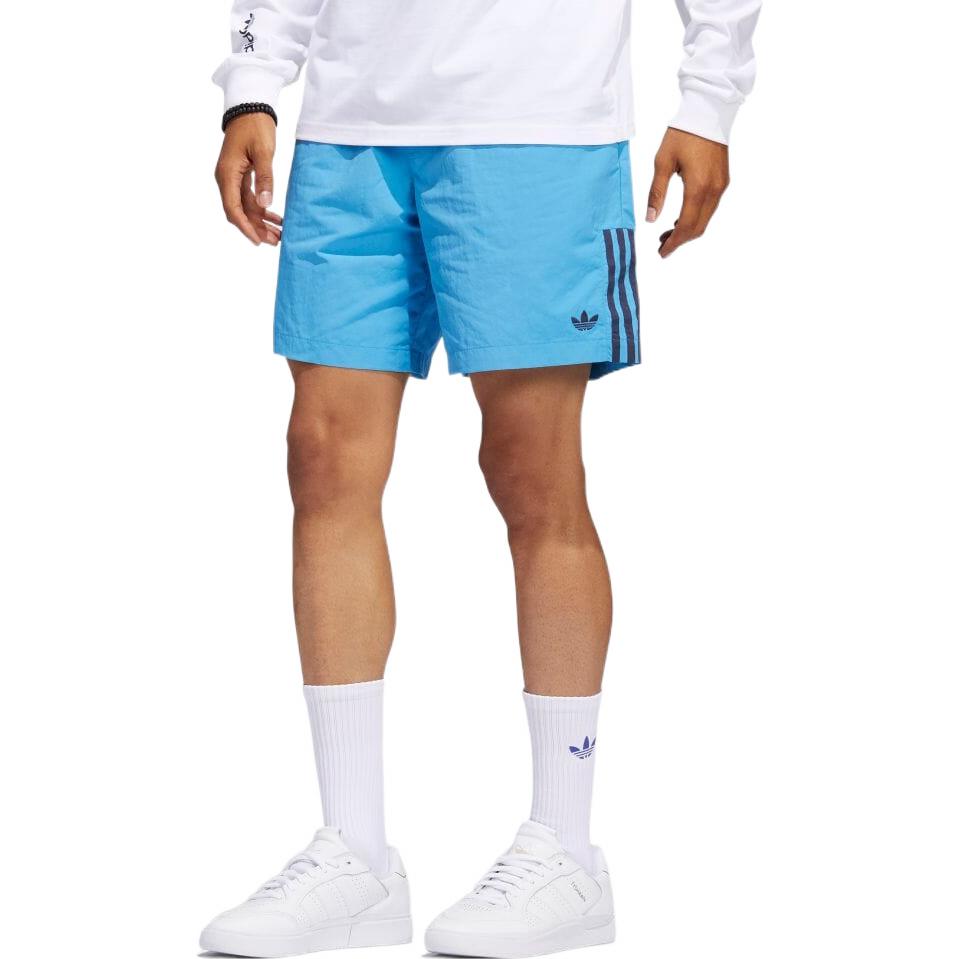 Image of Men's adidas originals Stripe Logo Embroidered Lacing Shorts Blue HA1289