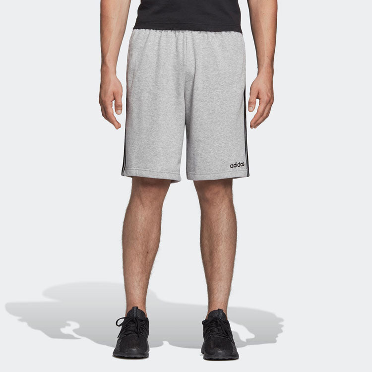 Image of Men's adidas Stripe Logo Training Knit Casual Sports Shorts Gray DU7831