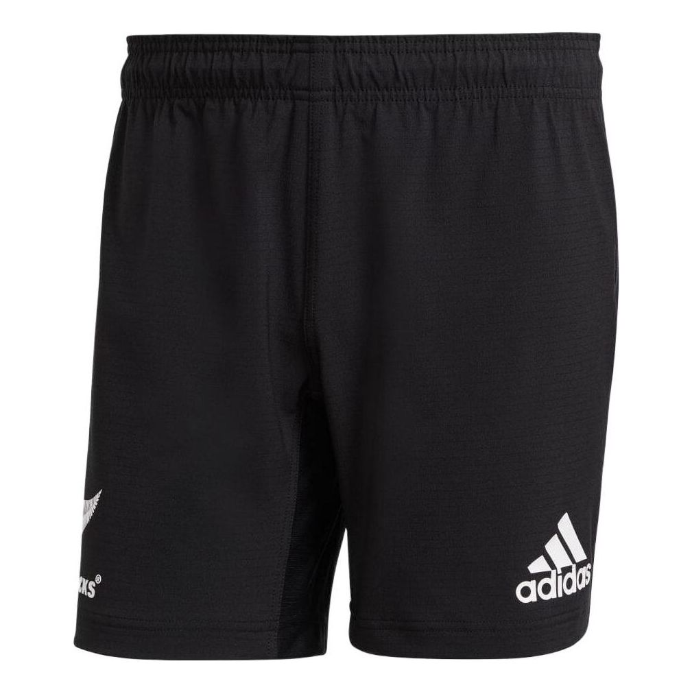 Image of Men's adidas Solid Color Logo Printing Rugby Sports Shorts Black GU1913