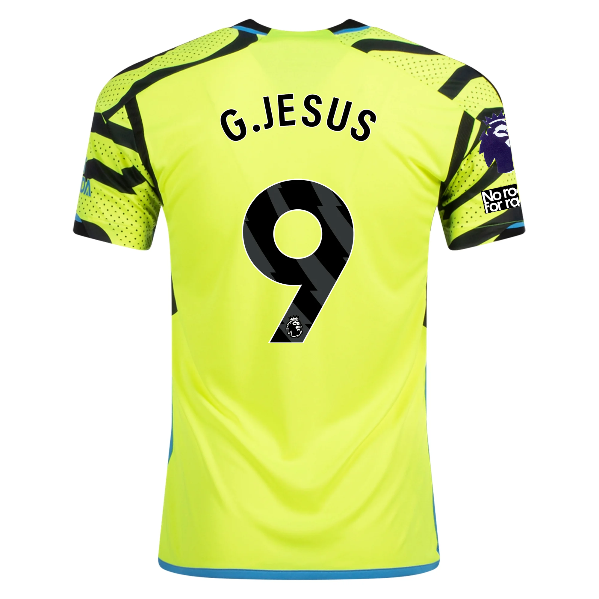 Image of adidas Arsenal Gabriel Jesus Away Jersey w/ EPL + No Room For Racism Patches 23/