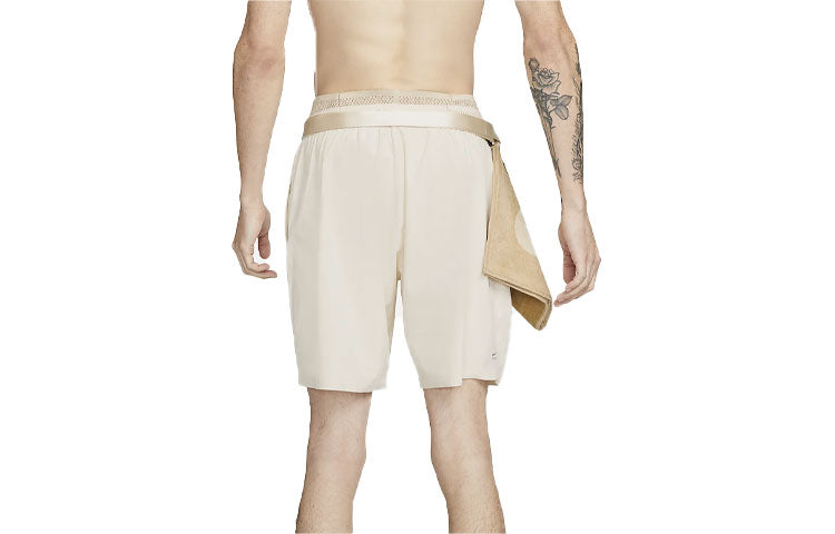 Image of Men's Nike x MMW Crossover Solid Color Yoga 3 In 1 Sports Shorts Cream Yellow DD