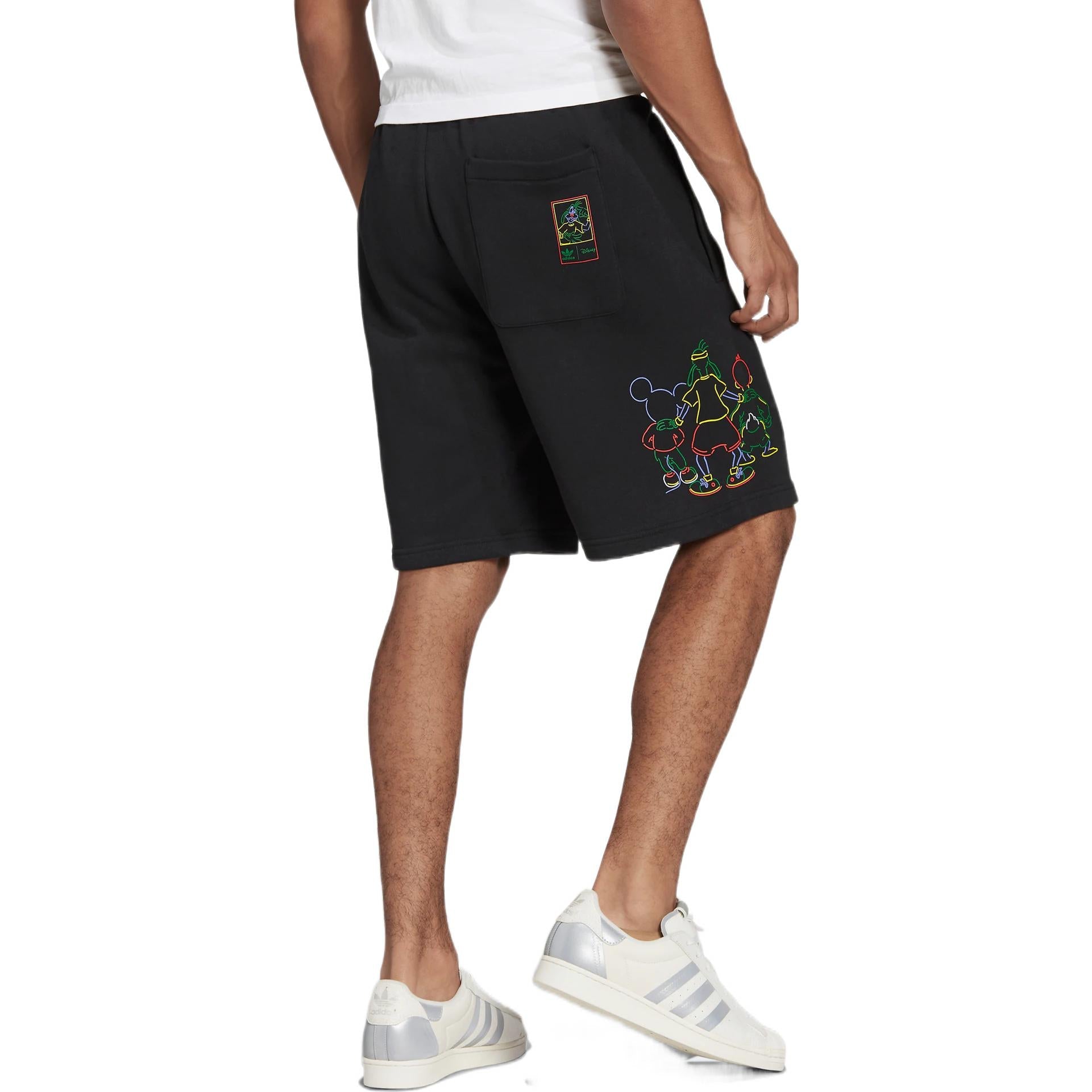 Image of adidas originals Solid Color Cartoon Mickey Pattern Straight Sports Shorts Black