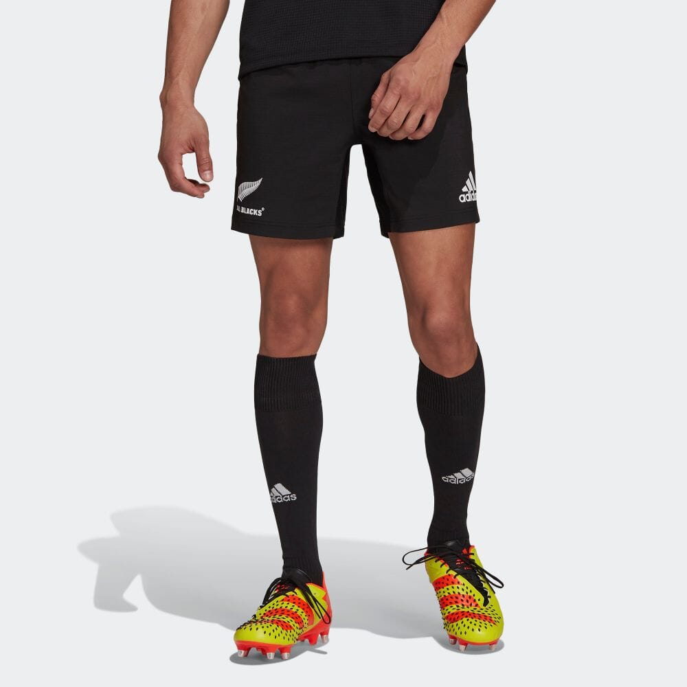 Image of Men's adidas Solid Color Logo Printing Rugby Sports Shorts Black GU1913