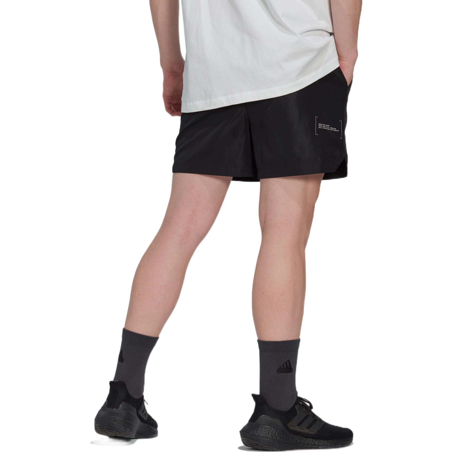 Men's adidas Solid Color Casual Logo Straight Sports Shorts Black HN1935