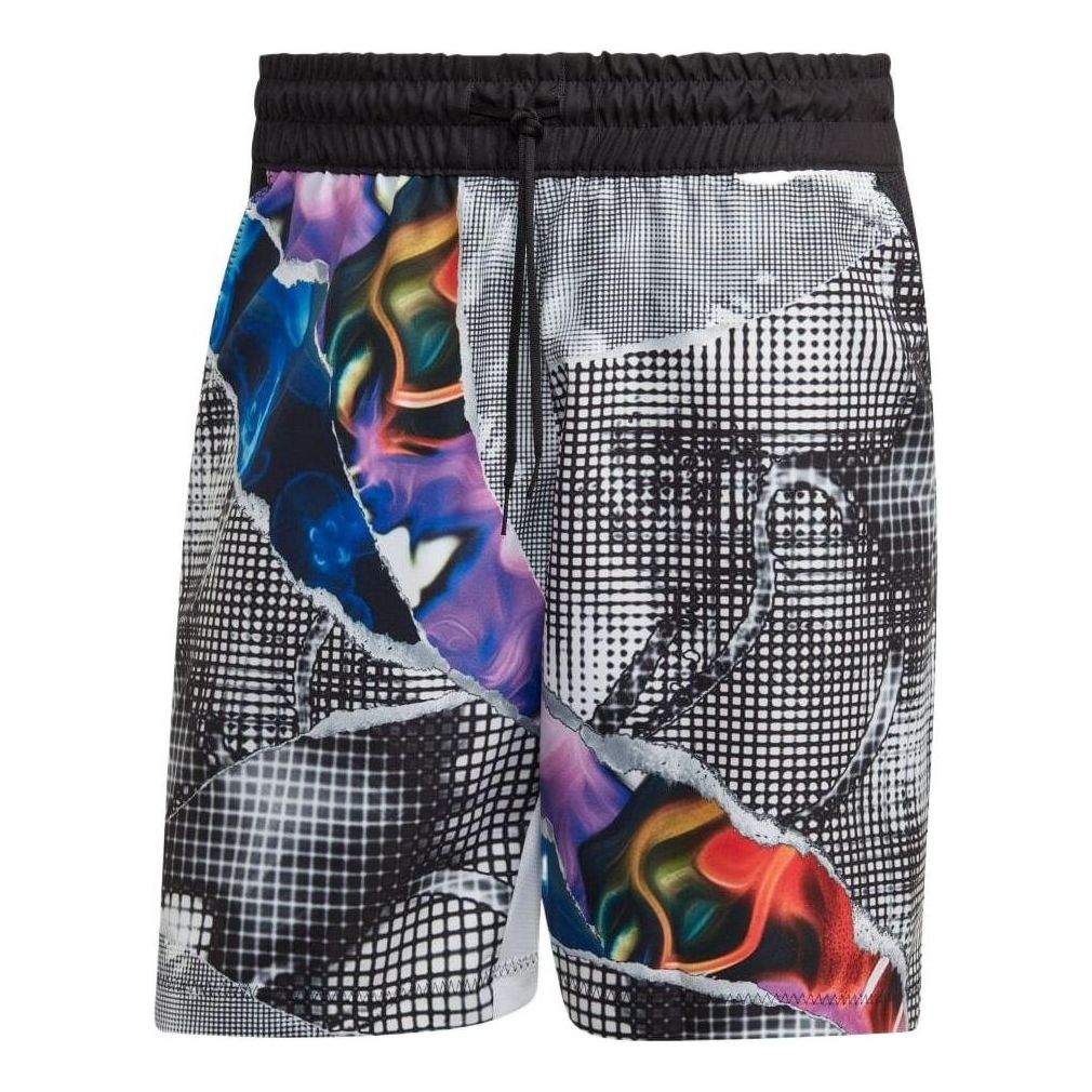 Men's adidas Pattern Full Print Casual Tennis Sports Shorts Gray HG6420