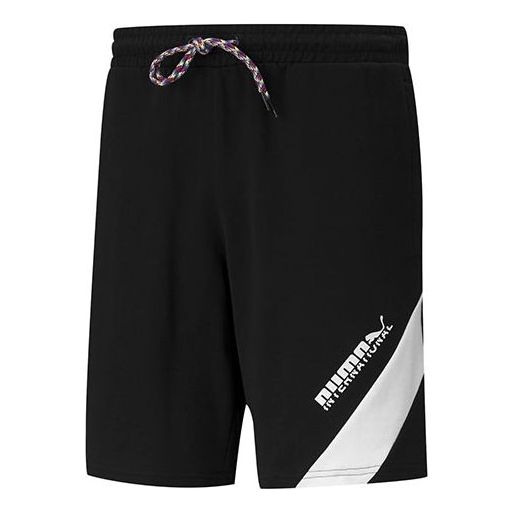 Image of شورت رياضي برباط وطباعة شعار PUMA Intl باللون الأسود 599813-01