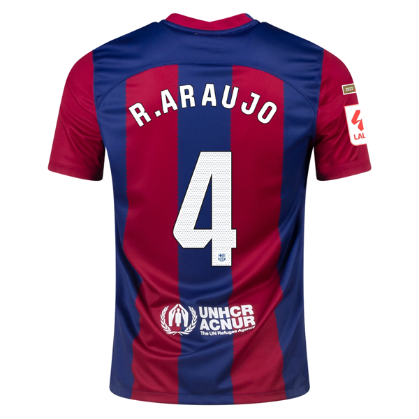 Nike Barcelona Ronald Araujo Home Jersey 23/24 w/ La Liga Champions Patches (Nob
