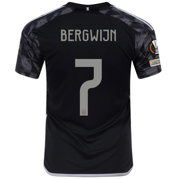 Image of adidas Ajax Steven Bergwijn Third Jersey w/ Europa League Patches 23/24 (Black)