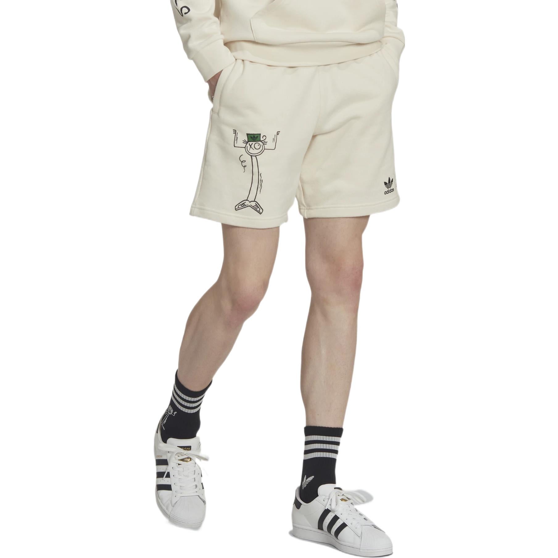 Image of Men's adidas originals Cartoon Graffiti Logo Printing Straight Casual Shorts Cre