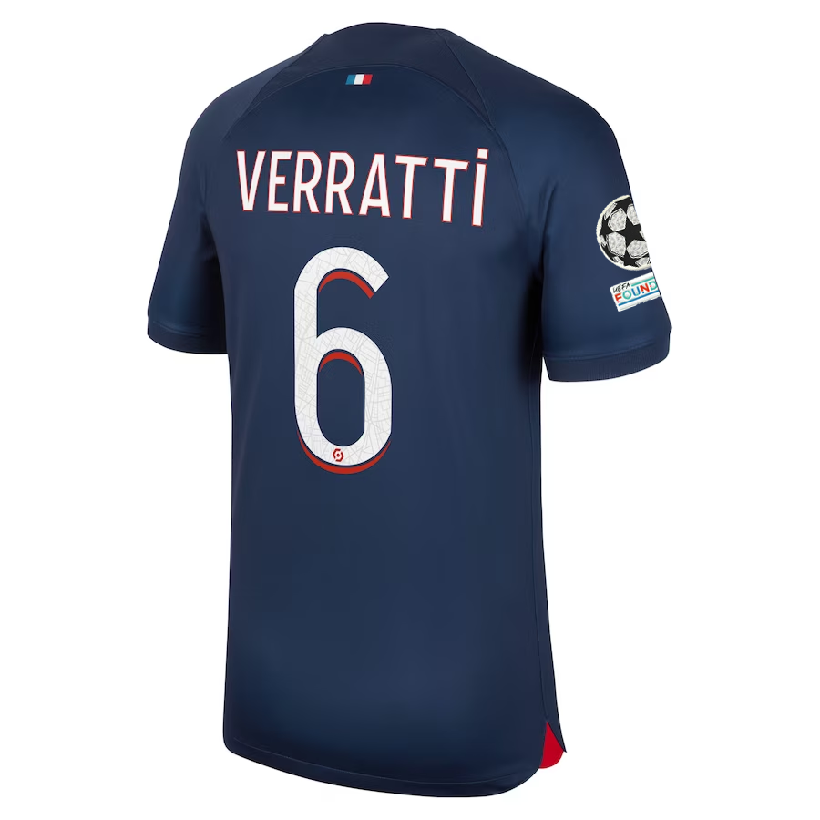 Image of Nike Paris Saint-Germain Marco Verratti Home Jersey w/ Champions League Patches