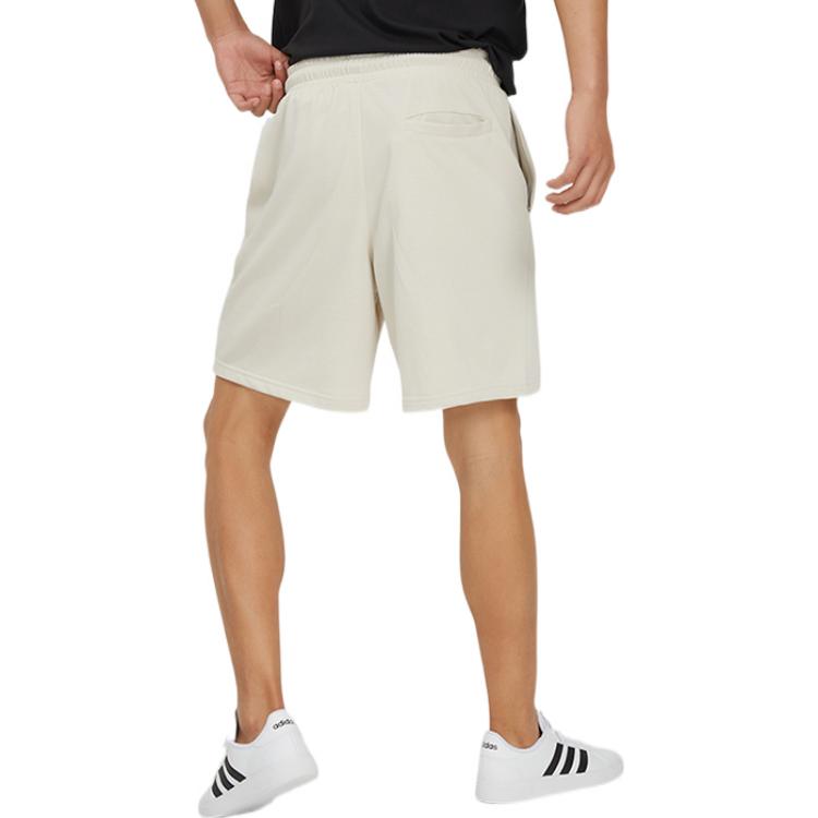 Men's adidas Logo Printing Pattern Lacing Elastic Waistband Straight Shorts Beig