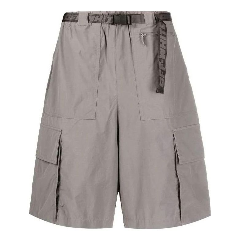 Image of Men's OFF-WHITE FW22 Solid Color Multiple Pockets Belt Casual Shorts Gray OMCB06