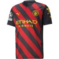 Image of Puma Manchester City Kevin De Bruyne Away Jersey w/ Champions League Patches 22/