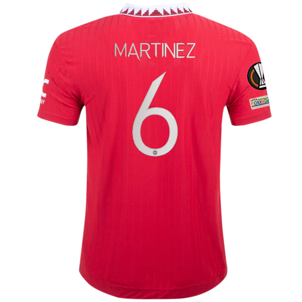Image of adidas Manchester United Lisandro Martínez Authentic Home Jersey w/ Europa Leagu