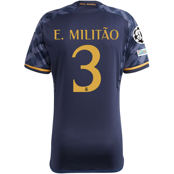 Image of adidas Real Madrid Militao Away Jersey w/ Champions League + Club World Cup Patc