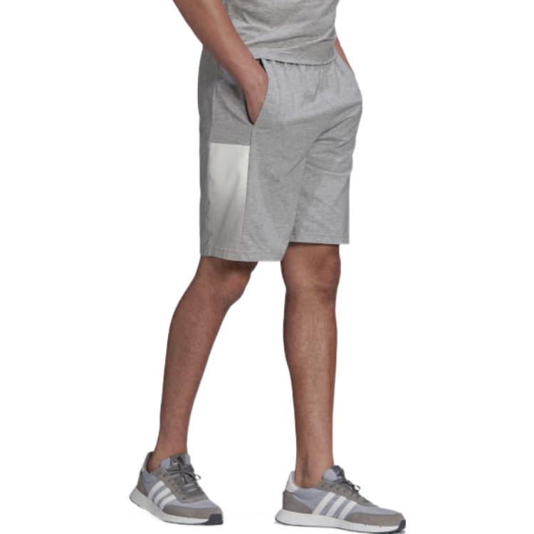 Men's adidas Splicing Color Block Logo Casual Sports Shorts Gray HE1878