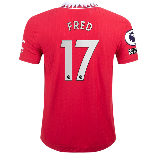Image of adidas Manchester United Authentic Fred Home Jersey w/ EPL + No Room For Racism