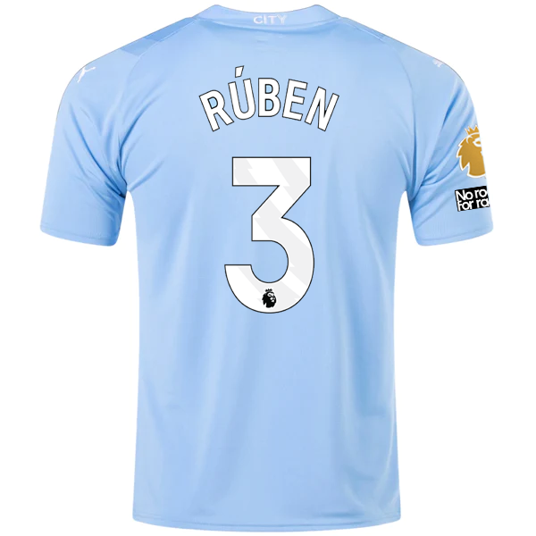 Puma Manchester City Ruben Dias Home Jersey w/ EPL + No Room For Racism Patches