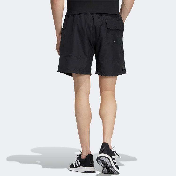 Image of Men's adidas Solid Color Logo Printing Sports Shorts Black HD0065