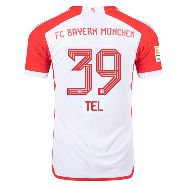 Image of adidas Bayern Munich Authentic Mathys Tel Home Jersey w/ Bundesliga Champions Pa