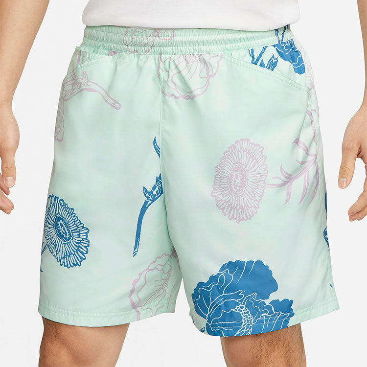 Nike Flowers Printing Full Print Straight Casual Shorts Unisex Green DH2953-394