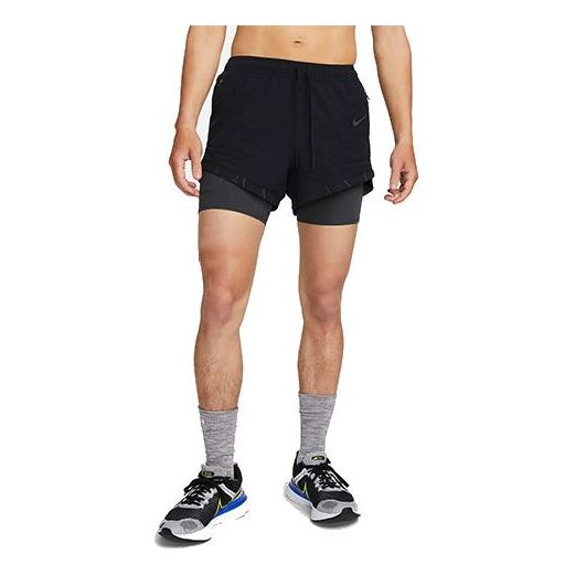 Image of Men's Nike Solid Color Logo Splicing Straight Sports Shorts Black DQ4771-010