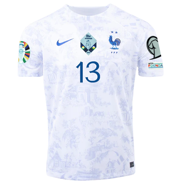 Nike France N'golo Kante Away Jersey w/ Nations League Champion Patch + Euro Qua