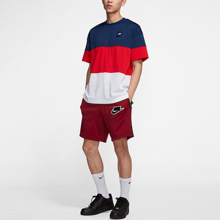 Men's Nike Colorblock Logo Alphabet Printing Sports Shorts Red BV4610-677