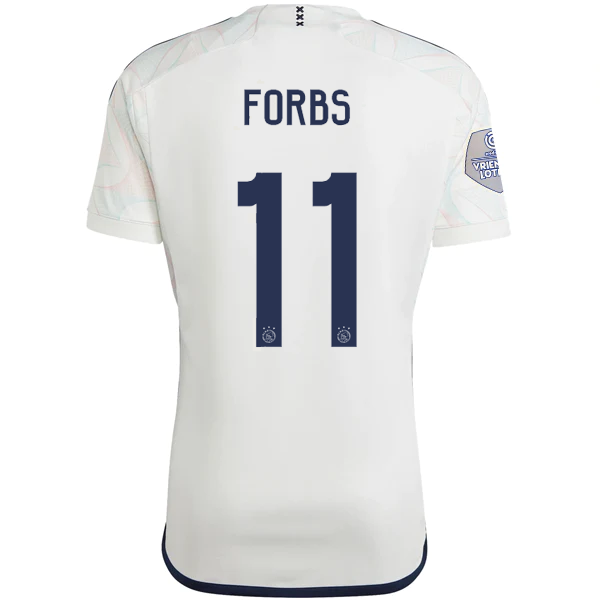 Image of adidas Ajax Carlos Forbs Away Jersey w/ Eredivise League Patch 23/24 (Core White