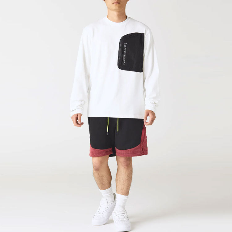 Image of Men's Air Jordan Contrasting Colors Drawstring Lacing Straight Shorts Black DJ02