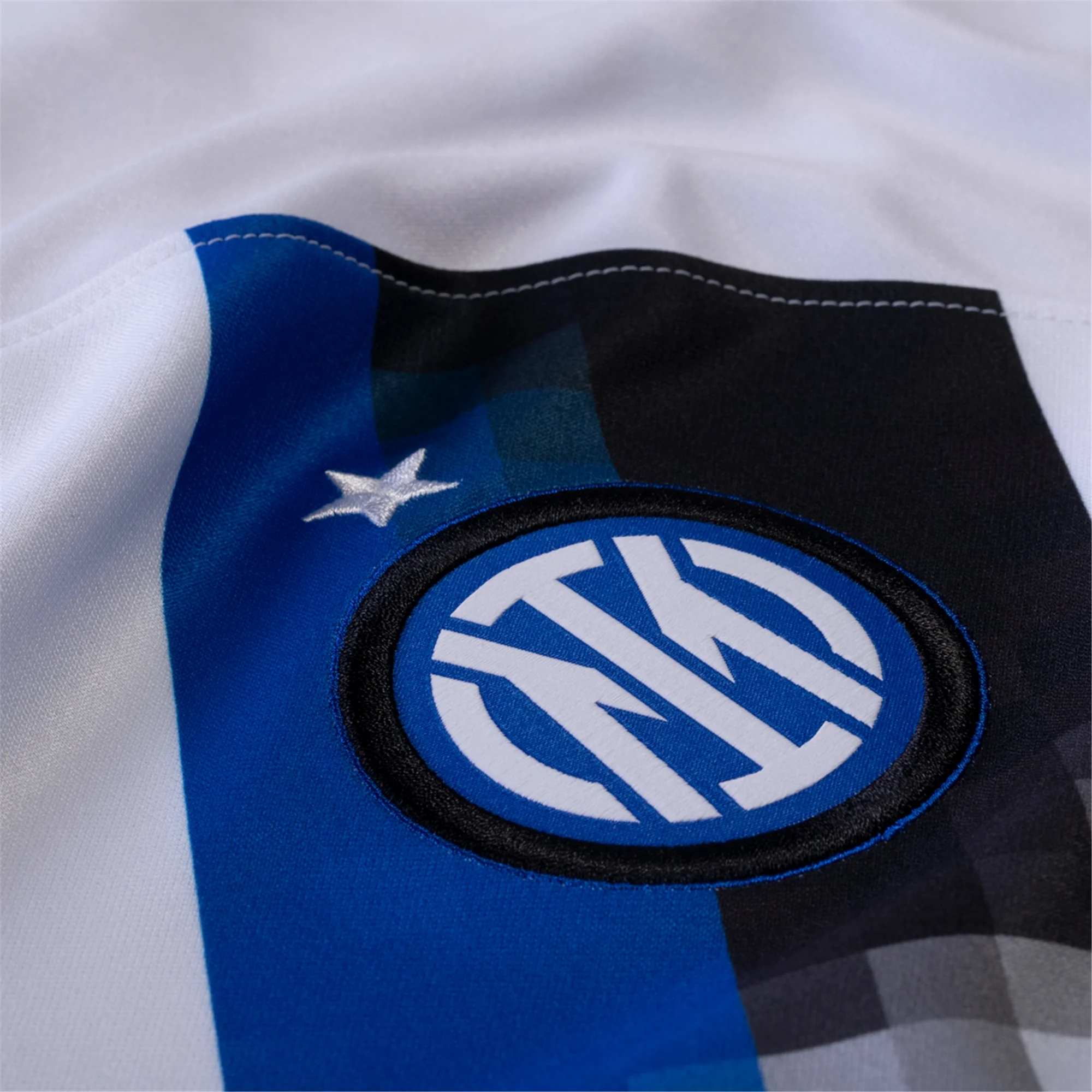 Image of Nike Inter Milan Nicolò Barella Away Jersey w/ Champions League + Copa Italia Pa
