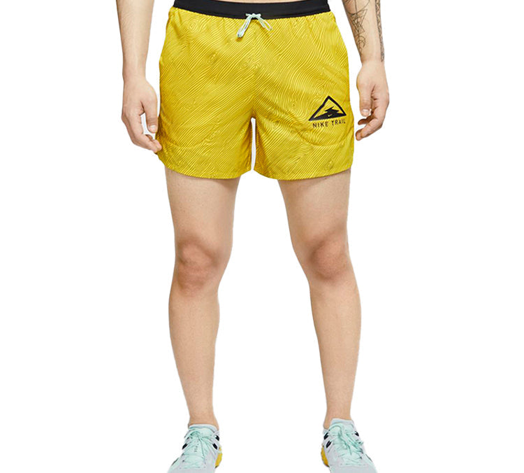Image of Nike Flex Stride 5 Trail Dri-FIT Pattern Running Shorts Black Yellow Blackyellow