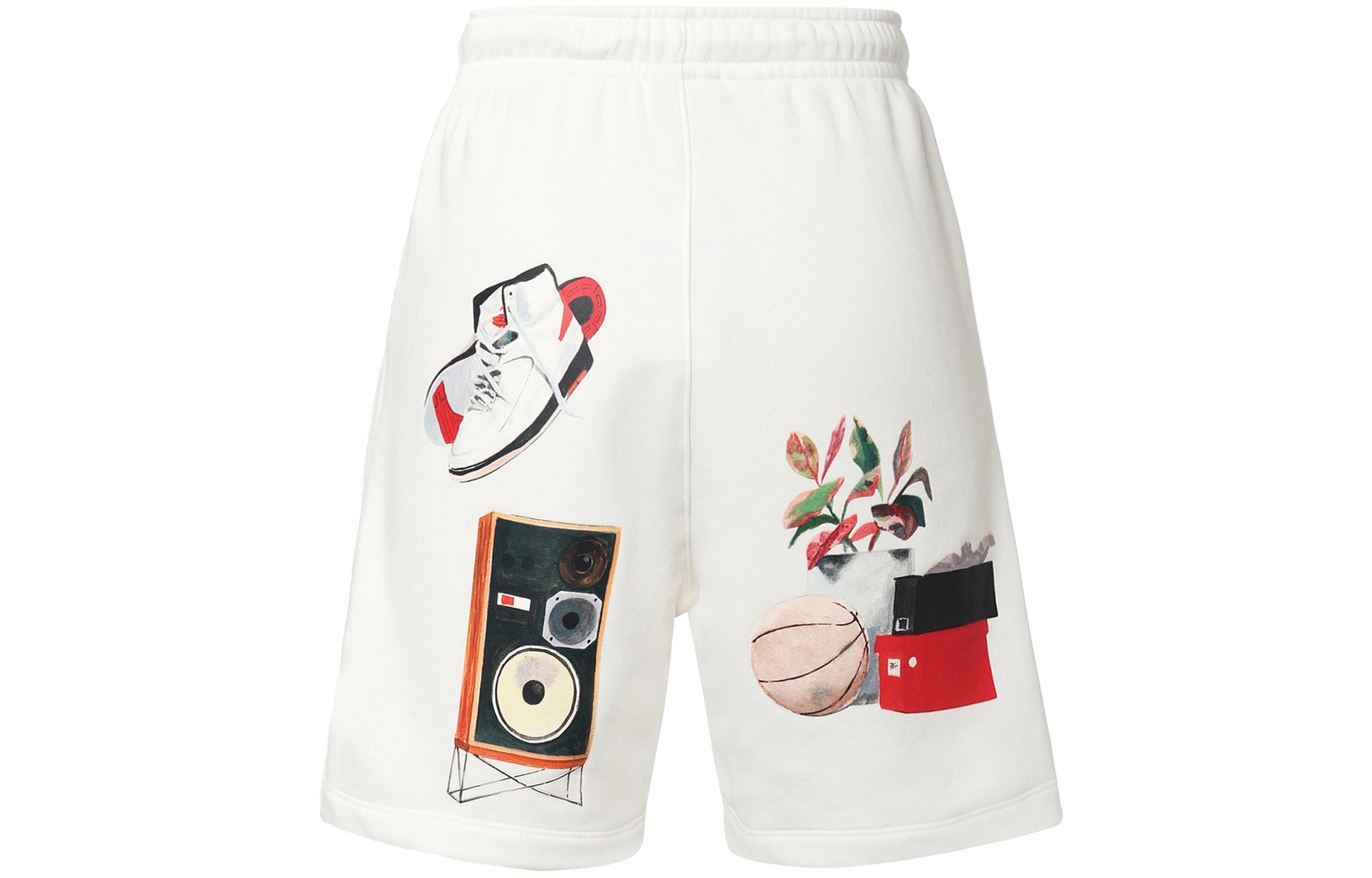 Men's Air Jordan Fit Funny Pattern Printing Drawstring Lacing Straight Shorts Wh