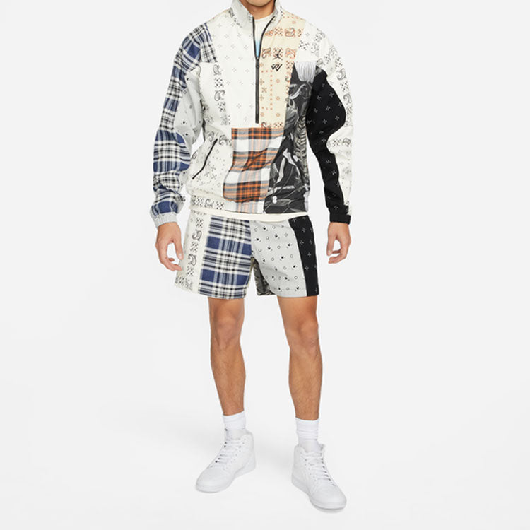 Image of Air Jordan SS22 cashew Plaid Pattern Contrasting Colors Full Print Casual Sports